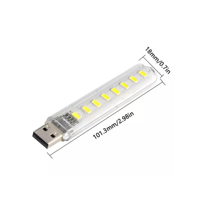 Світлодіодний портативний ліхтарик USB лампа 8 LED