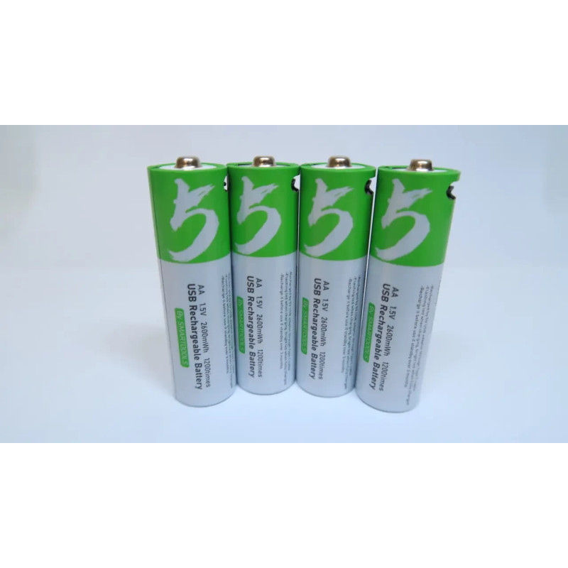Пальчикова батарея АА Smarttools 1.5 Вольт R6 2600mWh; Акумулятори, що перезаряджаються Battery Type-C