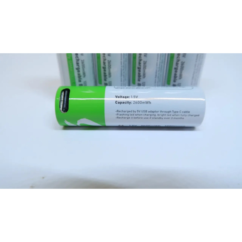 Пальчикова батарея АА Smarttools 1.5 Вольт R6 2600mWh; Акумулятори, що перезаряджаються Battery Type-C