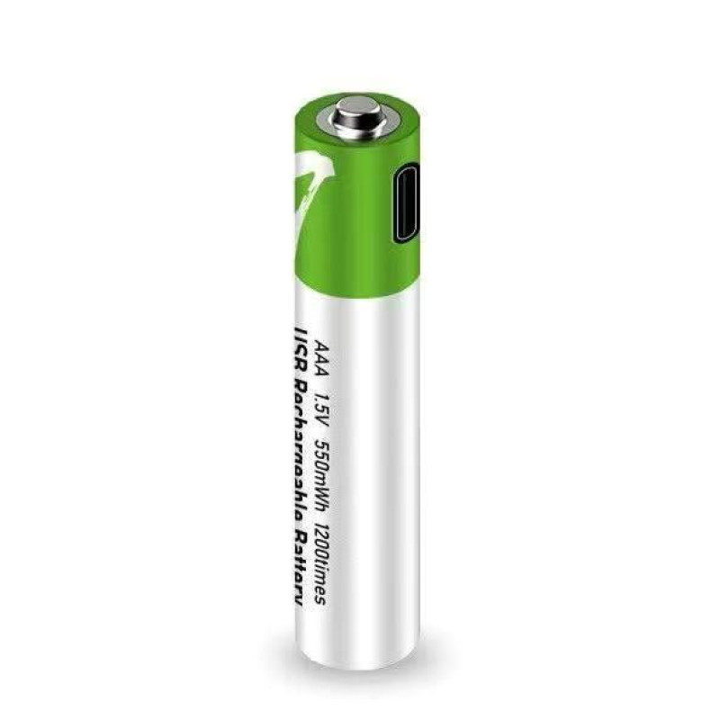 Акумуляторна батарейка ААА - Lithium 1.5V Rechargeable Battery Type-C green