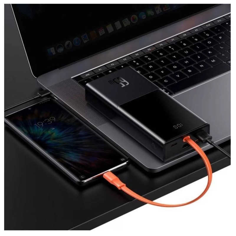 УМБ Power Bank Baseus Elf Digital Display 20000mAh 65W 5A, QC3.0+PD3.0 и c Type-C кабелем 65W Black