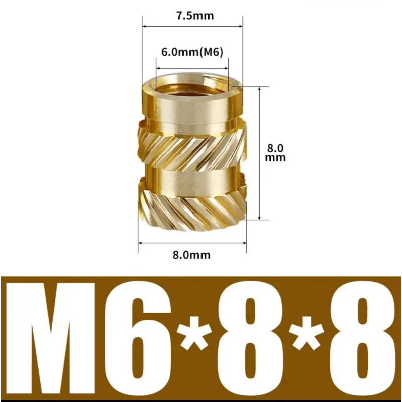 Гайка закладна з накаткой (М2,5/3/4/5/6) поштучно М6*8*8