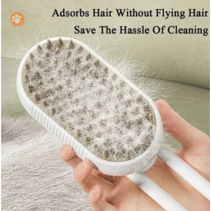 Парова щітка масажер спрей 3 в 1 PET SPRAY MASSAGE BRUSH для вичісування собак і котів з паровим розпилювачем з ручкою
