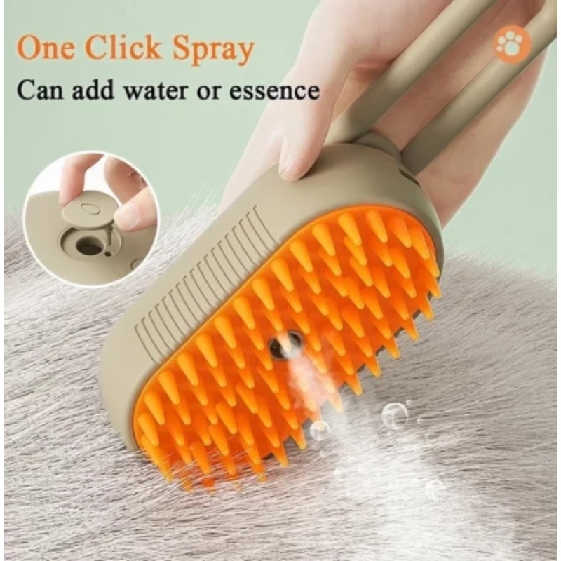 Парова щітка масажер спрей 3 в 1 PET SPRAY MASSAGE BRUSH для вичісування собак і котів з паровим розпилювачем з ручкою