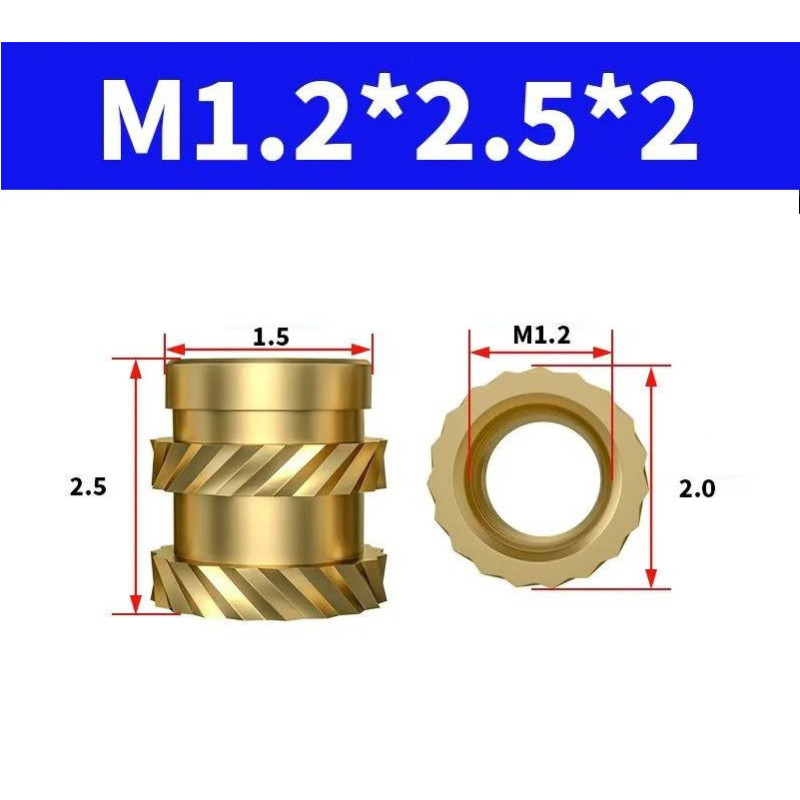 Гайка закладна з накаткою М1.2*2.5*2 поштучно