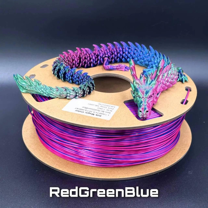 PLA Silk Filament (3х кольоровий) Silk Red Green Blue для 3D принтера, 1.75 мм.