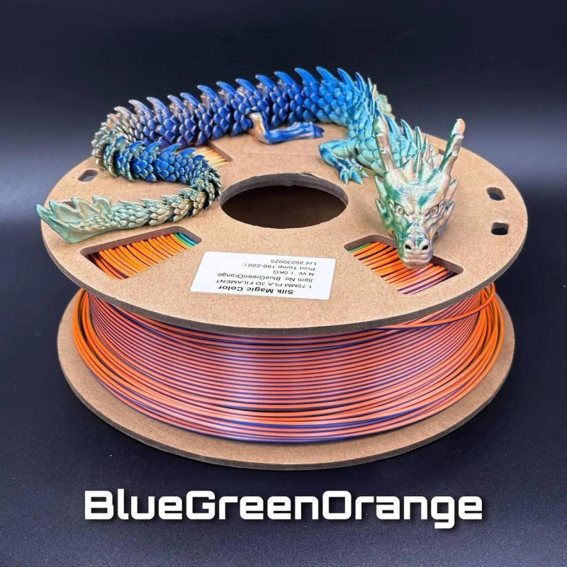 PLA Filament (3х кольоровий) Silk Magic Color для 3D принтера, 1.75 мм. BlueGreenOrange