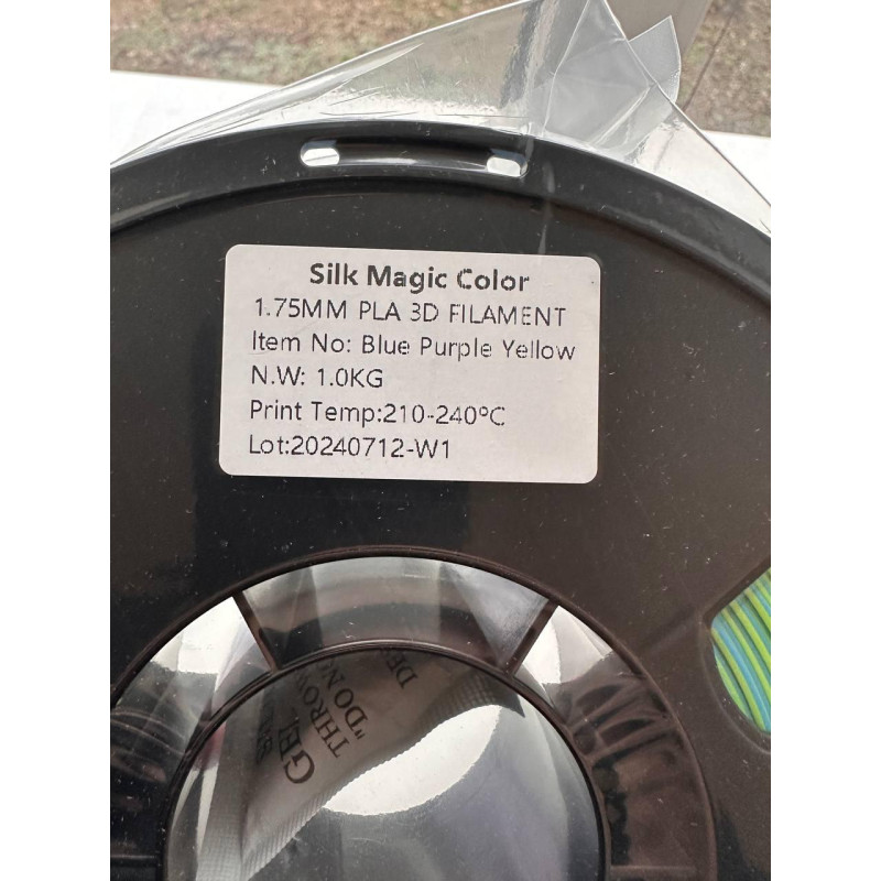 PLA Filament (3х кольоровий) Silk Magic Color для 3D принтера, 1.75 мм. BluePurpleYellow