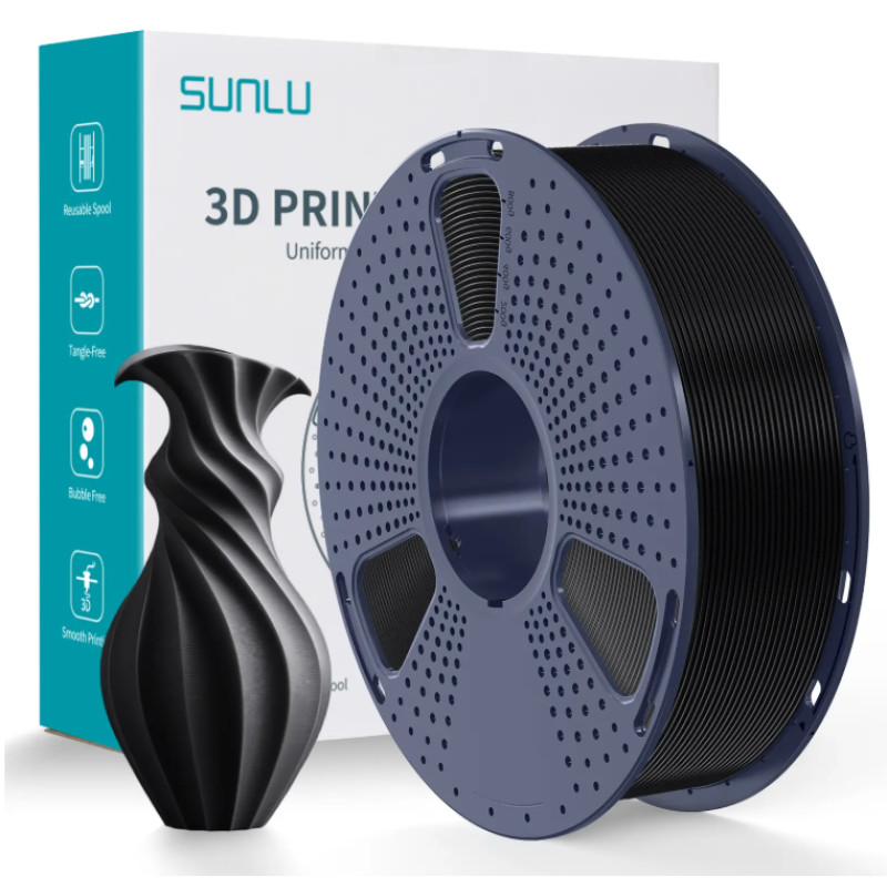 PLA-пластик Black/Чорний Sunlu для 3D-принтера 1.75 мм, 1kг