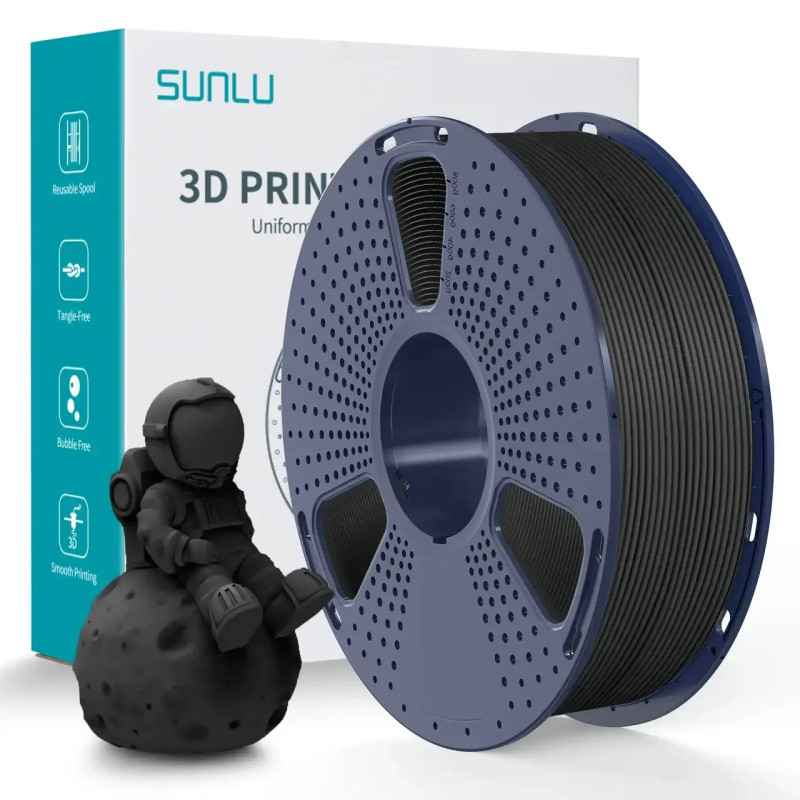 PLA-пластик Black/Черный Sunlu для 3D-принтера 1.75 мм, 1kг Matte Black/Чорний матовий