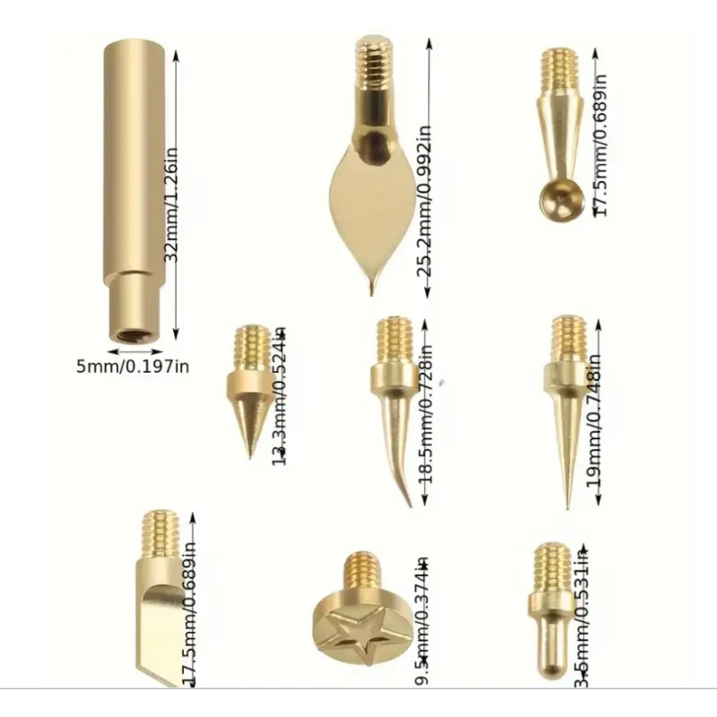 Набір інструментів для обробки деталей 3D-друку— паяльник 60W з перемикачем + насадки (набір з 9+5 шт)