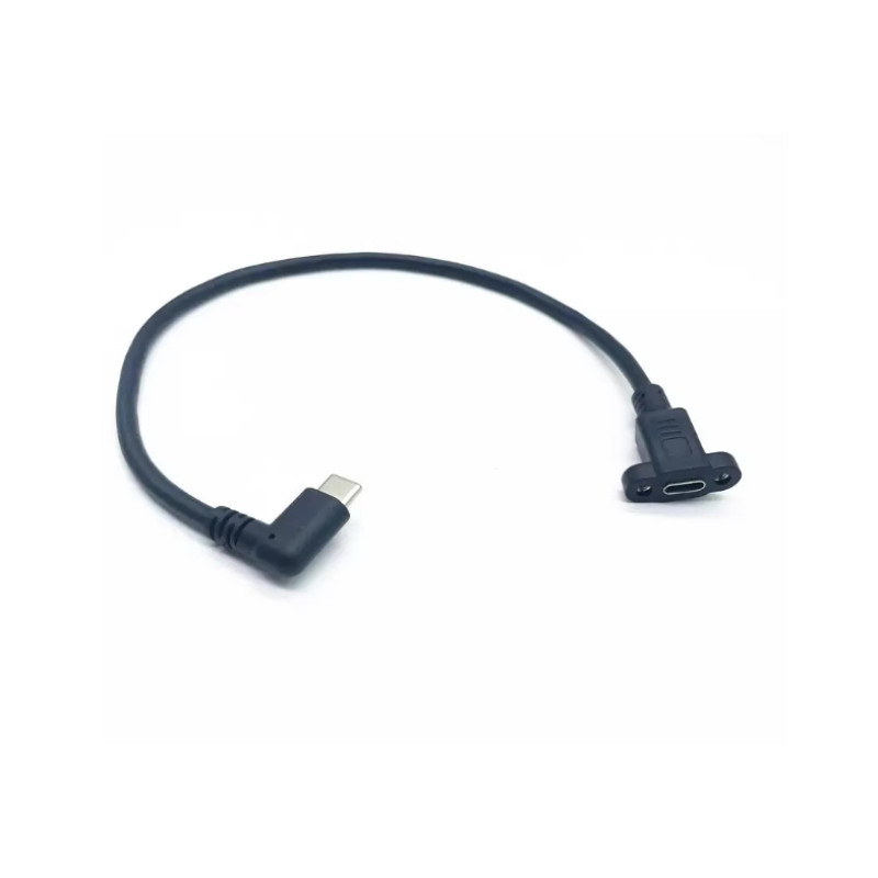Подовжувальний кабель USB 2.0 Type-C кутовий тато-мама з вушками для кріплення 30 см