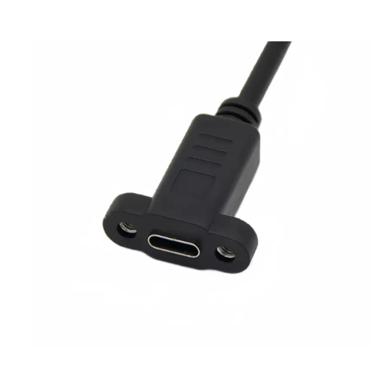 Подовжувальний кабель USB 2.0 Type-C кутовий тато-мама з вушками для кріплення 30 см