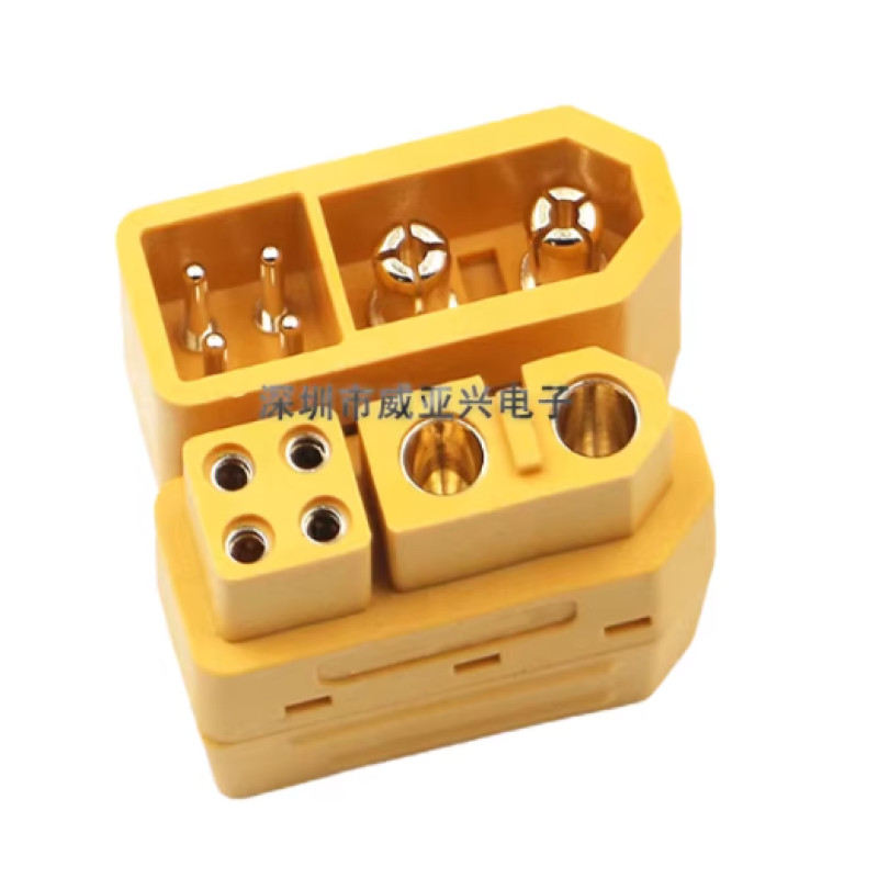 Роз'єм Amass XT60 (2+4) pin комплект (тато+мама) з сигнальними пінами та захисним ковпачком