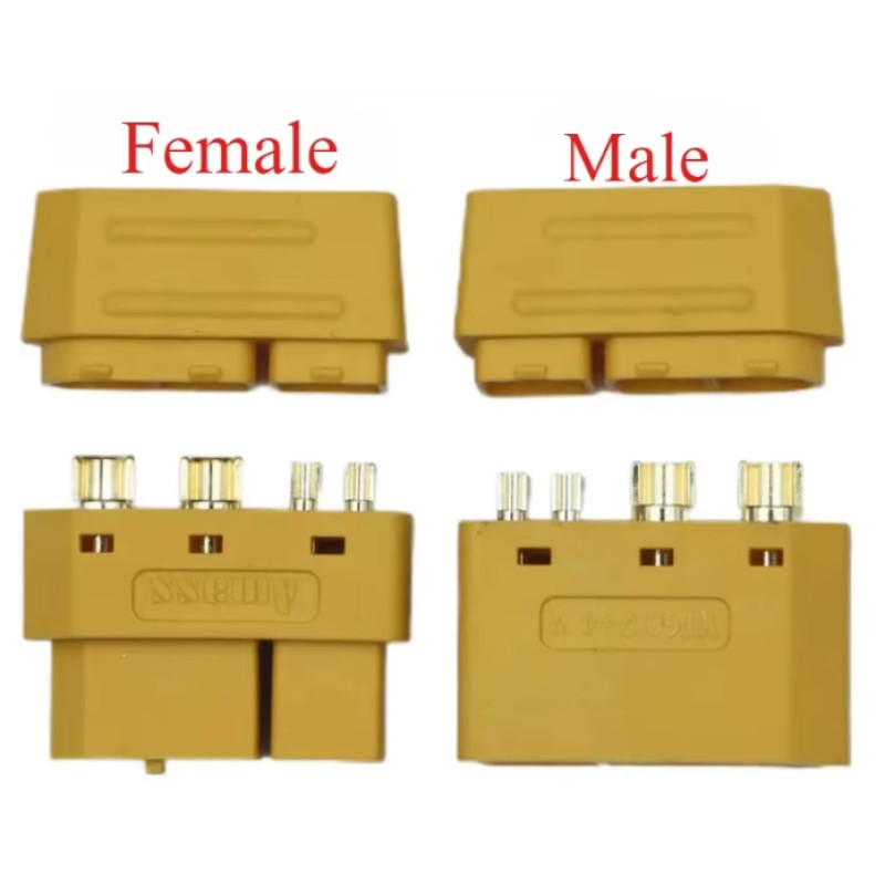 Роз'єм Amass XT60 (2+4) pin комплект (тато+мама) з сигнальними пінами та захисним ковпачком