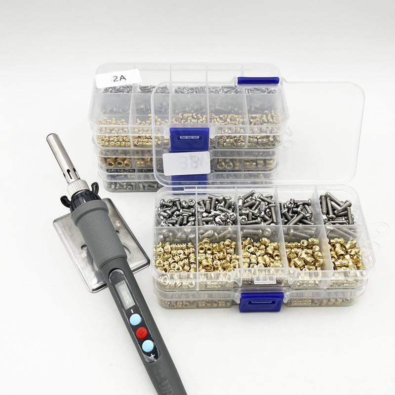 Набір латунних термозаставних гайок та гвинтів з нержавіючої сталі M3А для 3D-друку та паяльника (420 шт.)