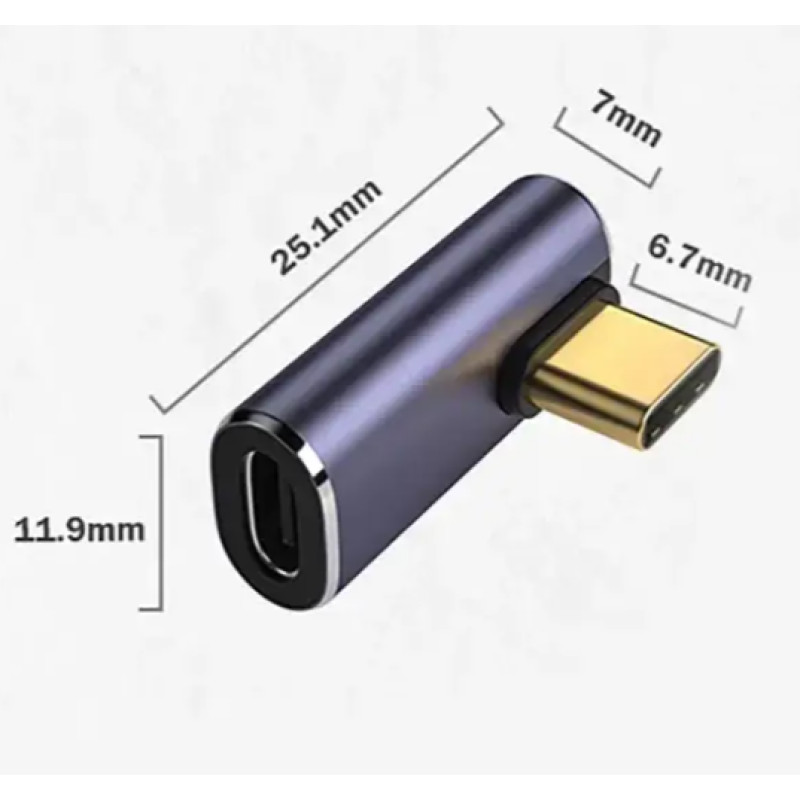 Кутовий адаптер USB4 Type-C мама/тато 90° (Thunderbolt 3, 40 Гбіт/с 100W 8K)