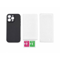 Матовий чорний чохол для iPhone 14 Pro+ 2 захисних скла на екран