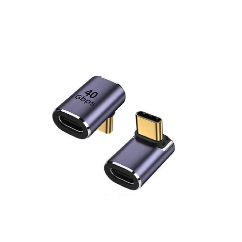 Кутовий адаптер USB Type-C тато → мама 90°, 40Gbps, 100W, USB4
