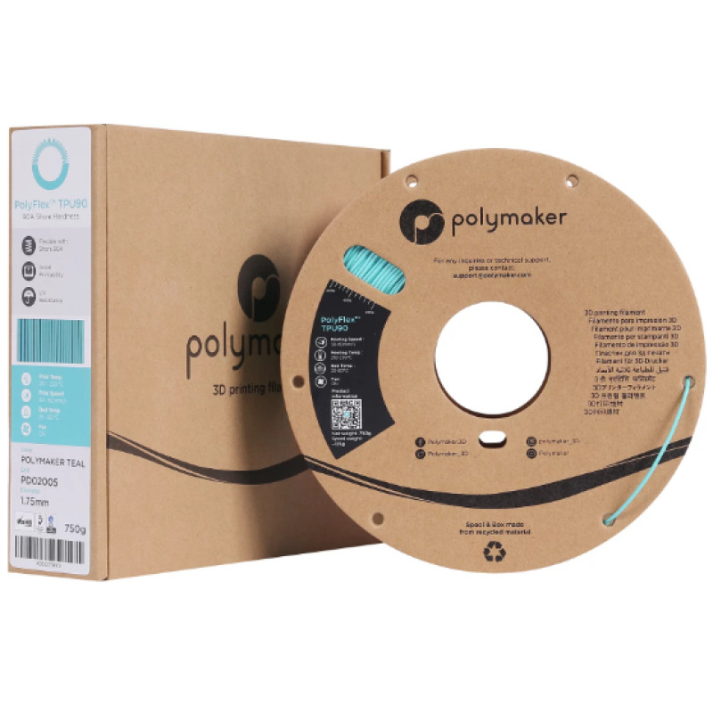 Polymaker PolyFlex філамент TPU90 Бірюзовий (Teal) 1.75 мм 750 г