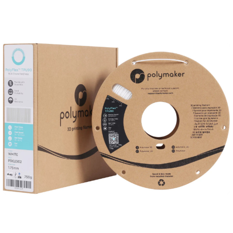 Polymaker PolyFlex філамент TPU90 Білий (White) 1.75 мм 750 г