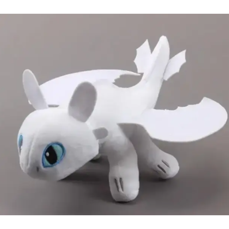 Іграшка м'яка Дракон Беззубик 30см Білий, з кріпленням на поверхню / М'яка іграшка в авто / Іграшка на шлем